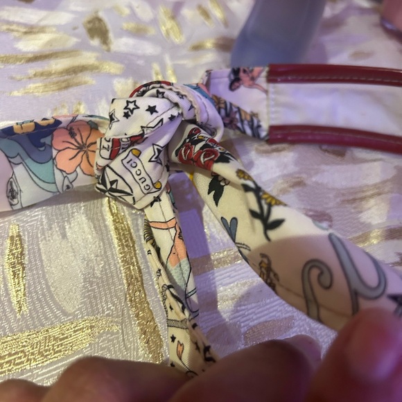 SUPER RARE GUCCI Vintage Mermaid Tattoo Stars Tie Visor!!! - Picture 11 of 16